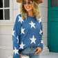 Angel Wings Star Round Neck Dropped Shoulder Sweater