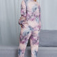 Shiny Tie-Dye Crewneck Top and Drawstring Waist Joggers Lounge Set