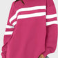 Lovelet Striped Round Neck Dropped Shoulder Sweatshirt