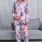 Shiny Tie-Dye Crewneck Top and Drawstring Waist Joggers Lounge Set