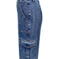 High Rise Straight Jeans with Cargo Pockets