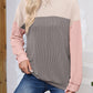 Lovelet Color Block Round Neck Long Sleeve Sweatshirt