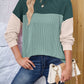 Lovelet Color Block Round Neck Long Sleeve Sweatshirt