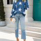 Angel Wings Star Round Neck Dropped Shoulder Sweater