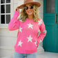 Angel Wings Star Round Neck Dropped Shoulder Sweater