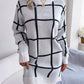 Plaid Round Neck Dropped Shoulder Sweater Dress