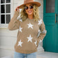 Angel Wings Star Round Neck Dropped Shoulder Sweater