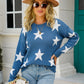 Angel Wings Star Round Neck Dropped Shoulder Sweater