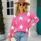 Angel Wings Star Round Neck Dropped Shoulder Sweater