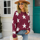 Angel Wings Star Round Neck Dropped Shoulder Sweater