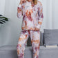 Shiny Tie-Dye Crewneck Top and Drawstring Waist Joggers Lounge Set