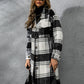 Plaid Collared Neck Long Sleeve Coat