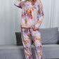 Shiny Tie-Dye Crewneck Top and Drawstring Waist Joggers Lounge Set