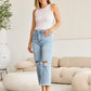 RFM Full Size Tummy Control High Waist Raw Hem Distressed Jeans