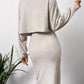 Mock Neck Long Sleeve Top and Wide Strap Dress Set