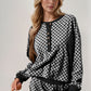 Double Take Checkered Half Button Top and Shorts Set