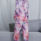 Shiny Tie-Dye Crewneck Top and Drawstring Waist Joggers Lounge Set