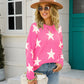 Angel Wings Star Round Neck Dropped Shoulder Sweater