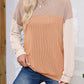 Lovelet Color Block Round Neck Long Sleeve Sweatshirt