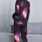 Shiny Tie-Dye Crewneck Top and Drawstring Waist Joggers Lounge Set