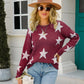 Angel Wings Star Round Neck Dropped Shoulder Sweater