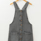 Wide Strap Button Down Denim Overall Dress