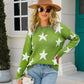 Angel Wings Star Round Neck Dropped Shoulder Sweater