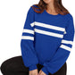 Lovelet Striped Round Neck Dropped Shoulder Sweatshirt