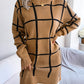 Plaid Round Neck Dropped Shoulder Sweater Dress