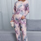 Shiny Tie-Dye Crewneck Top and Drawstring Waist Joggers Lounge Set