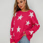 Angel Wings Star Round Neck Dropped Shoulder Sweater