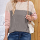 Lovelet Color Block Round Neck Long Sleeve Sweatshirt