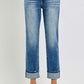 RISEN Full Size High Rise Crop Straight Roll Up Jeans