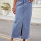 Slit Asymmetrical Waist Denim Skirt