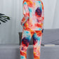 Shiny Tie-Dye Crewneck Top and Drawstring Waist Joggers Lounge Set