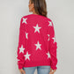 Angel Wings Star Round Neck Dropped Shoulder Sweater