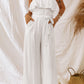 Tie-Waist Ruffled Strapless Wide Leg Jumpsuit