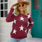 Angel Wings Star Round Neck Dropped Shoulder Sweater