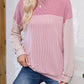 Lovelet Color Block Round Neck Long Sleeve Sweatshirt