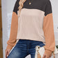 Lovelet Color Block Round Neck Long Sleeve Sweatshirt