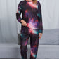 Shiny Tie-Dye Crewneck Top and Drawstring Waist Joggers Lounge Set