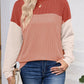 Lovelet Color Block Round Neck Long Sleeve Sweatshirt