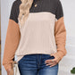 Lovelet Color Block Round Neck Long Sleeve Sweatshirt