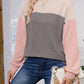 Lovelet Color Block Round Neck Long Sleeve Sweatshirt