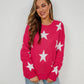 Angel Wings Star Round Neck Dropped Shoulder Sweater