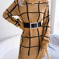 Plaid Round Neck Dropped Shoulder Sweater Dress