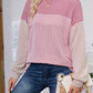 Lovelet Color Block Round Neck Long Sleeve Sweatshirt