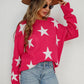 Angel Wings Star Round Neck Dropped Shoulder Sweater