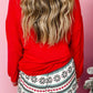 SLEIGH Round Neck Long Sleeve Top and Shorts Lounge Set